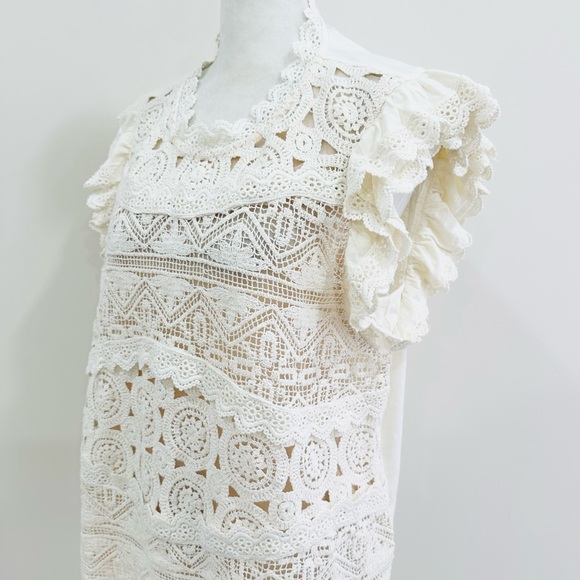 NWT Sundance Short Sleeve Crochet Ivory Top Size XL‎ - Picture 5 of 12